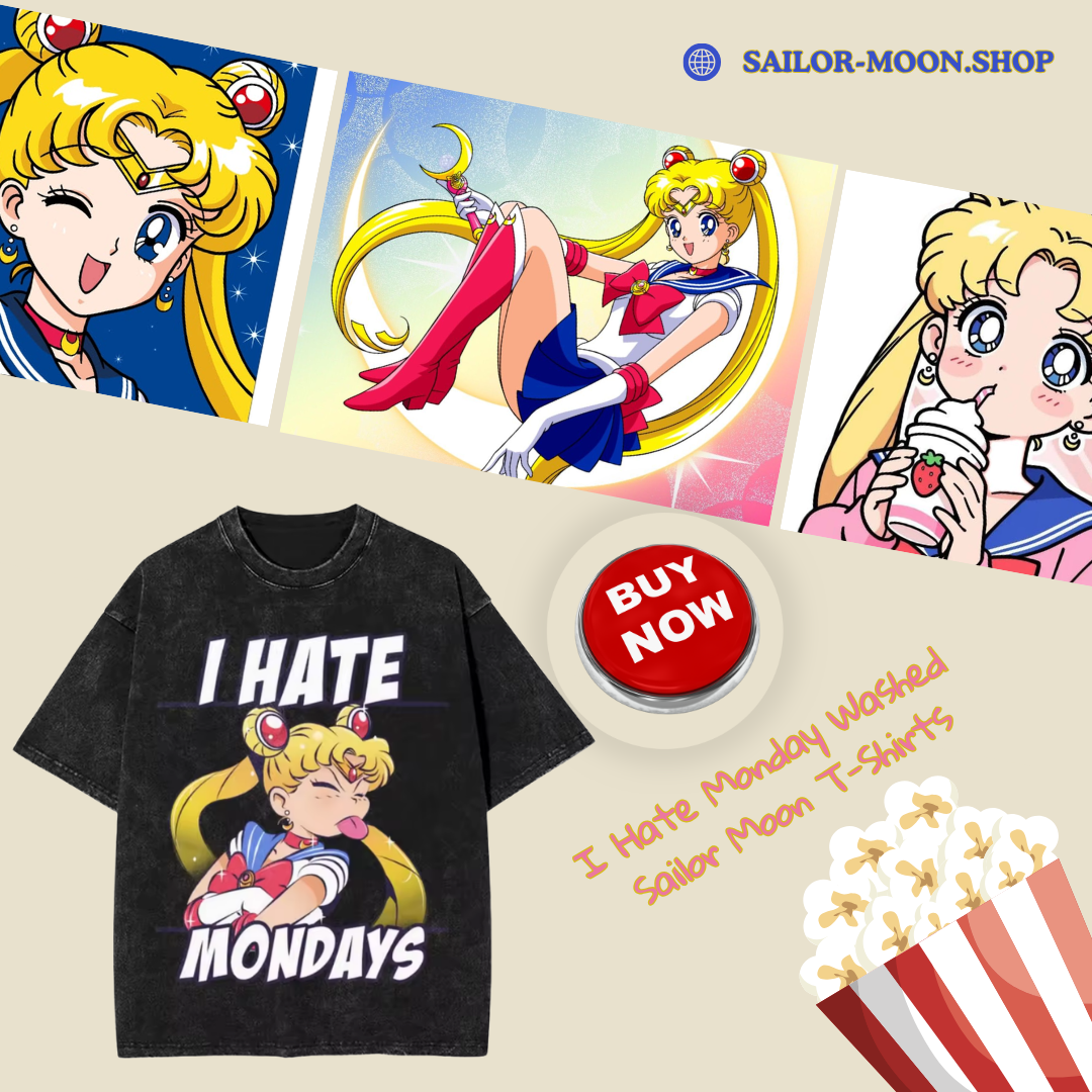 I Hate Monday PTTT2004 Washed  Sailor Moon T-Shirts